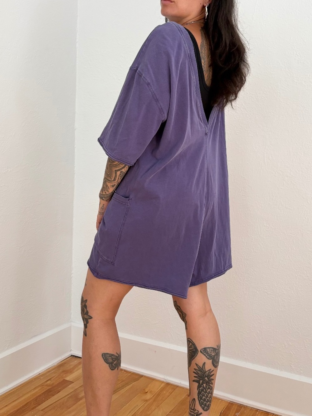 Free people hot shot tee romper in purple